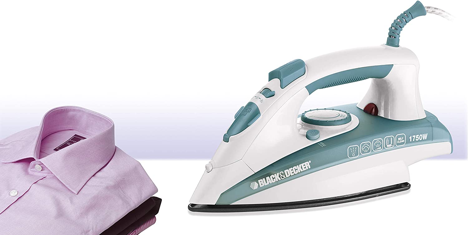 BLACK+DECKER 1750W Steam Iron Ceramic Coated Soleplate with Anti Calc Anti Drip Self Clean and Auto Shutoff مكواة بخار 1750 واط مع خاصية التنظيف الذاتي من بلاد اند ديكر BLACK+DECKER 1750W Steam Iron Ceramic Coated Soleplate with Anti Calc Anti Drip Self Clean and Auto Shutoff مكواة بخار 1750 واط مع خاصية التنظيف الذاتي من بلاد اند ديكر